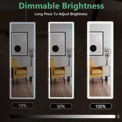Miroir lumineux sur pied avec lumière LED 3 couleurs, support inclus