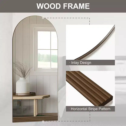 Brown Wooden Full-Length Mirror with Angular Base Design 180x80x2cm