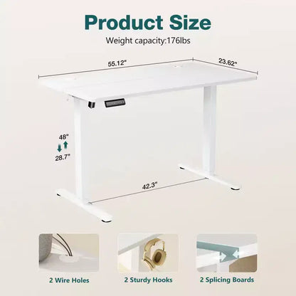Bureau ergonomique réglable en hauteur avec support en T en métal Postes de travail informatiques modernes