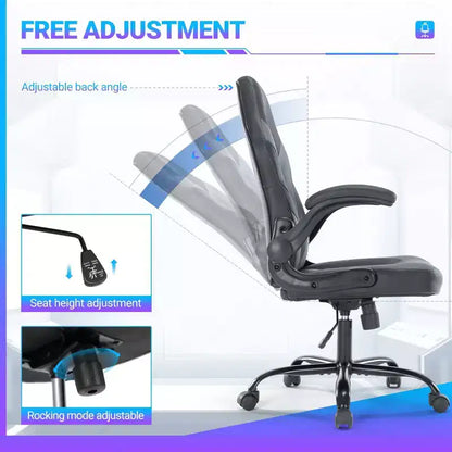 PU Leather Ergonomic Swivel Office Chair with Lumbar Support, Computer Gaming Chair