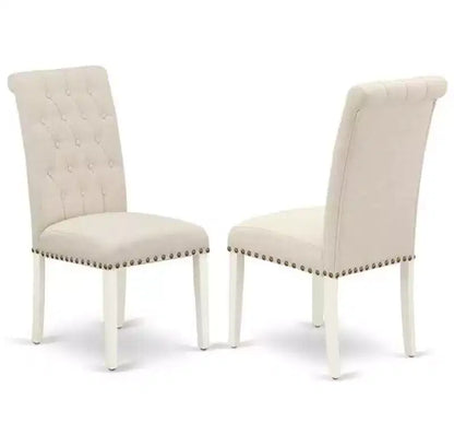 Ensemble table de cuisine 7 pièces HomeStock, chaises Parson en lin blanc