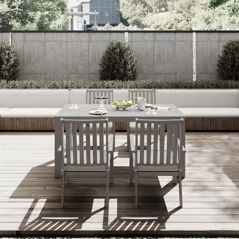 Heynemo 5 Pieces Patio Dining Sets, Aluminum Outdoor Dining Table with 4 Chairs & Removable Cushion for Lawn, Garden, Backyard