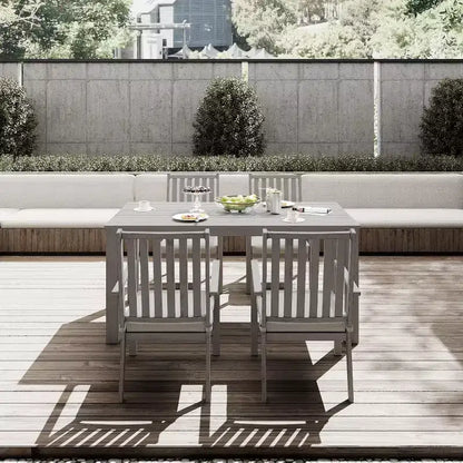 Heynemo 5 Pieces Patio Dining Sets, Aluminum Outdoor Dining Table with 4 Chairs & Removable Cushion for Lawn, Garden, Backyard