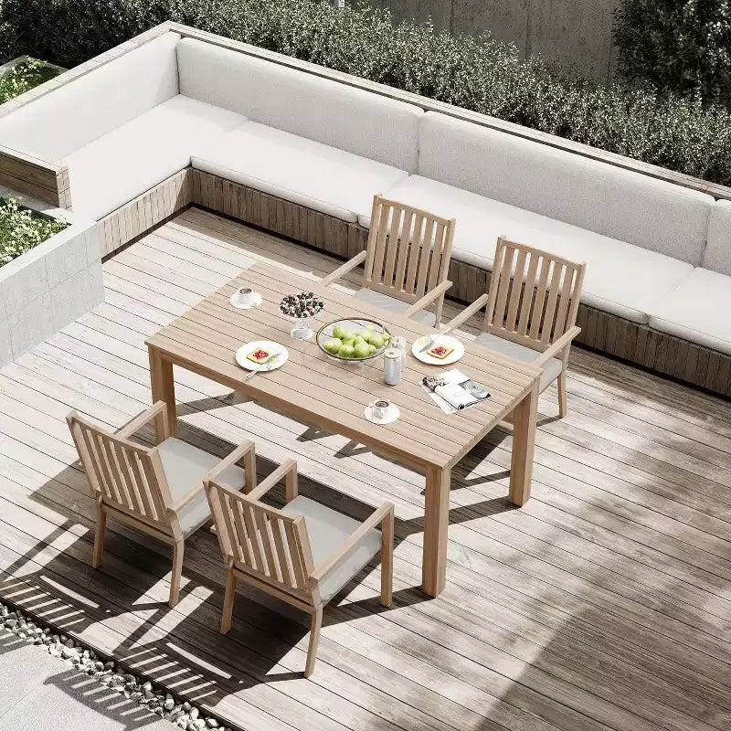 Heynemo 5 Pieces Patio Dining Sets, Aluminum Outdoor Dining Table with 4 Chairs & Removable Cushion for Lawn, Garden, Backyard