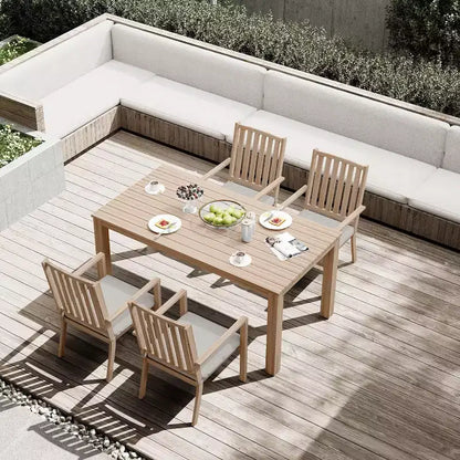 Heynemo 5 Pieces Patio Dining Sets, Aluminum Outdoor Dining Table with 4 Chairs & Removable Cushion for Lawn, Garden, Backyard