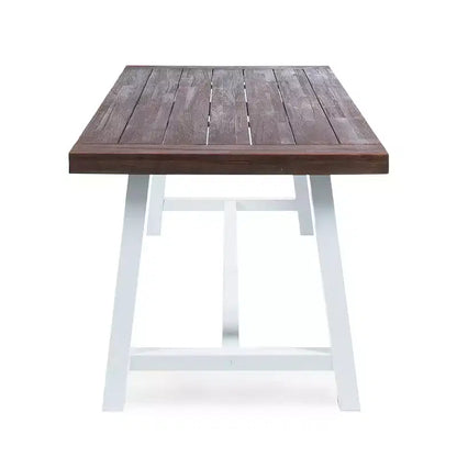 GDFStudio Preston Outdoor Acacia Wood and Wicker 6 Piece Dining Set