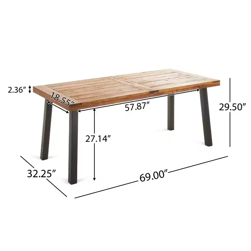 Christopher Knight Home Kittama, ensemble de salle à manger d'extérieur 7 pièces en bois d'acacia et métal rustique avec coussins, teck et crème