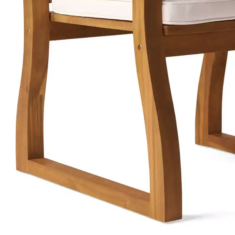 Christopher Knight Home Kittama, ensemble de salle à manger d'extérieur 7 pièces en bois d'acacia et métal rustique avec coussins, teck et crème