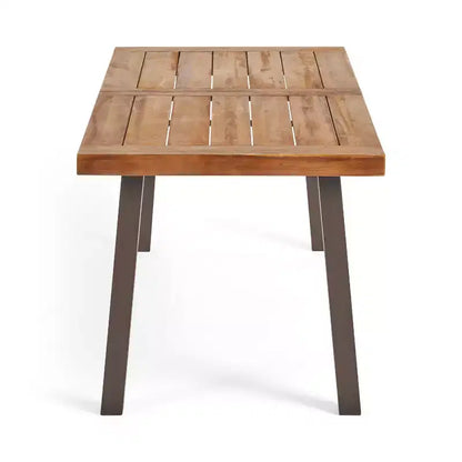 Christopher Knight Home Kittama, ensemble de salle à manger d'extérieur 7 pièces en bois d'acacia et métal rustique avec coussins, teck et crème