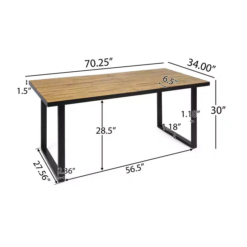 Christopher Knight Home Castano Outdoor Mesh and Acacia Wood 7-Piece Dining Set, Teak/Black