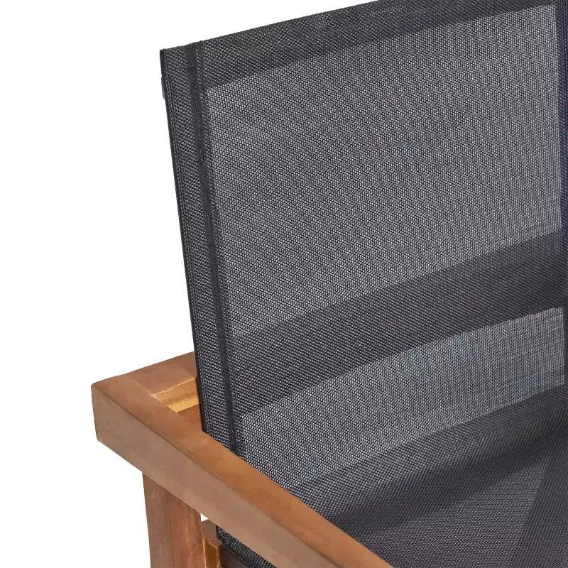 Christopher Knight Home Castano Outdoor Mesh and Acacia Wood 7-Piece Dining Set, Teak/Black