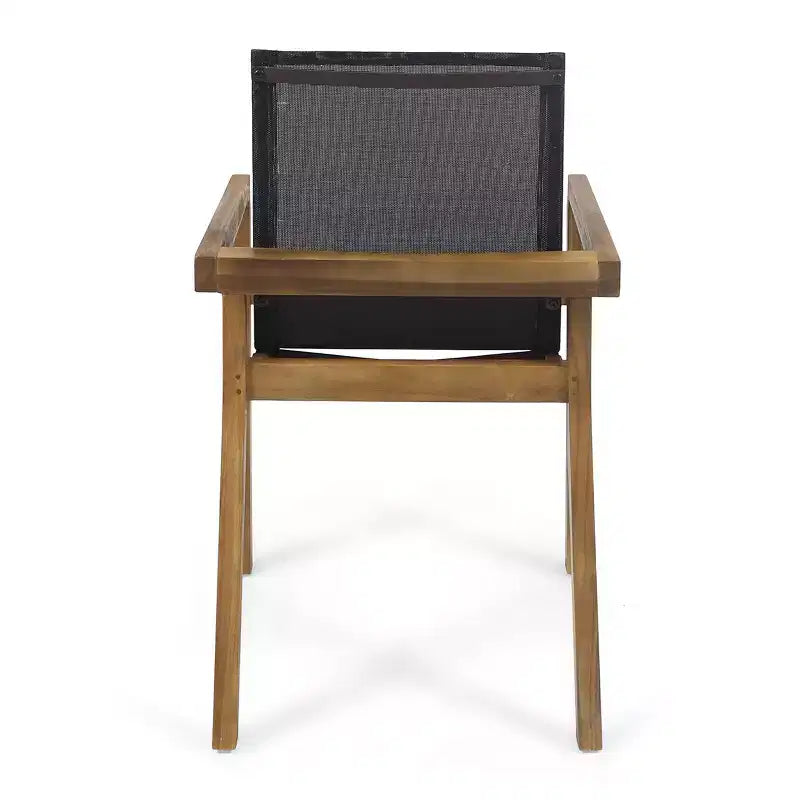 Christopher Knight Home Castano Outdoor Mesh and Acacia Wood 7-Piece Dining Set, Teak/Black