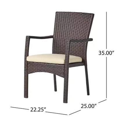 Christopher Knight Home Didicas Outdoor Acacia Wood and Wicker 5 Piece Dining Set with Cushion, Teak/Multibrown