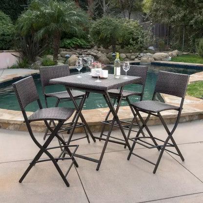 Christopher Knight Home Margarita Outdoor Wicker Folding 5 Piece Bar Set, Multibrown