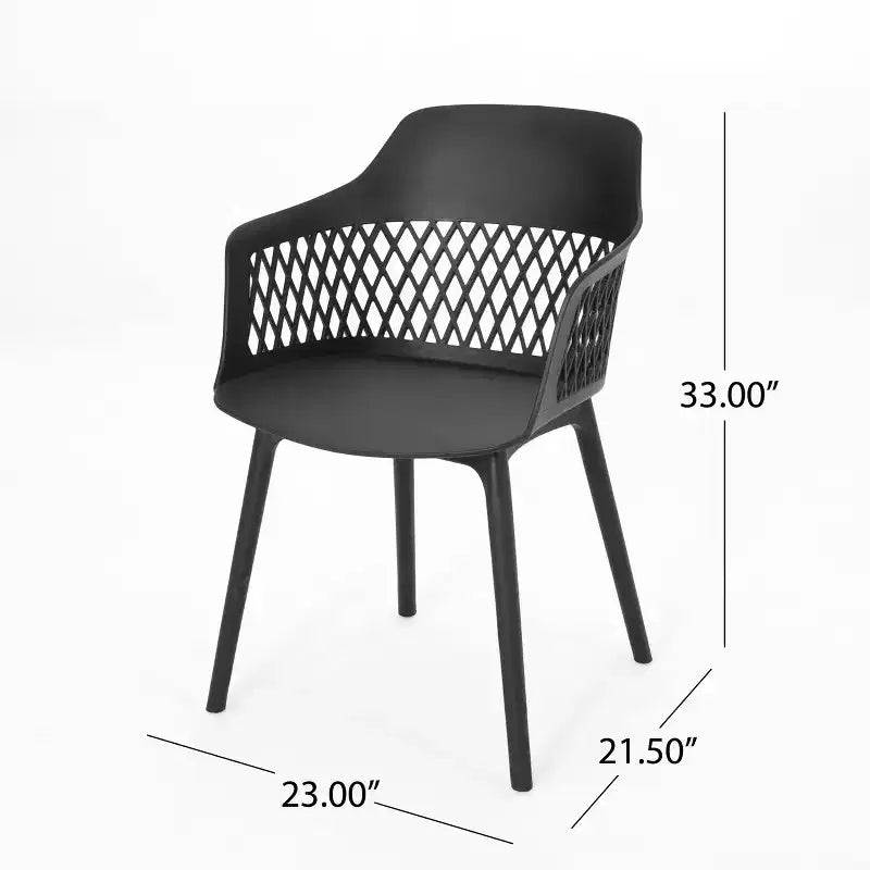 Christopher Knight Home Trinity Ensemble de salle à manger extérieur 7 pièces en résine de polypropylène et bois d'acacia avec table de 70 pouces, noir et teck