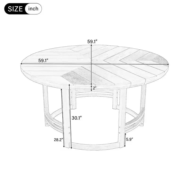 Whisen 5-Piece Outdoor Kitchen Dining Set for 4, Patio Round Dining Table And Chairs Set with Umbrella Hole and Removable Cushions