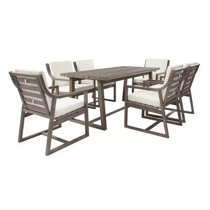 Whisen 5-Piece Outdoor Kitchen Dining Set for 4, Patio Round Dining Table And Chairs Set with Umbrella Hole and Removable Cushions