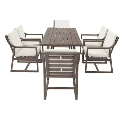 Whisen 5-Piece Outdoor Kitchen Dining Set for 4, Patio Round Dining Table And Chairs Set with Umbrella Hole and Removable Cushions