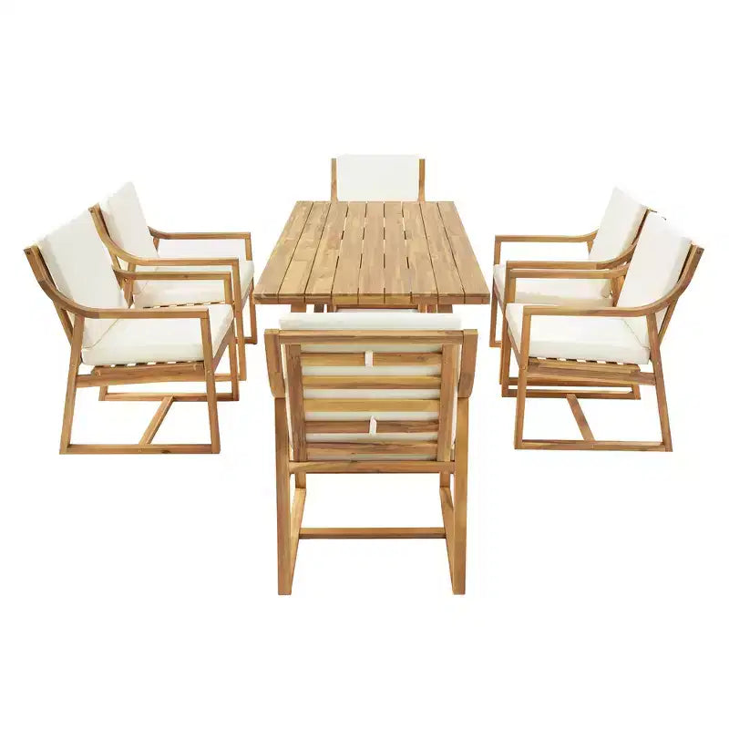 Whisen 5-Piece Outdoor Kitchen Dining Set for 4, Patio Round Dining Table And Chairs Set with Umbrella Hole and Removable Cushions
