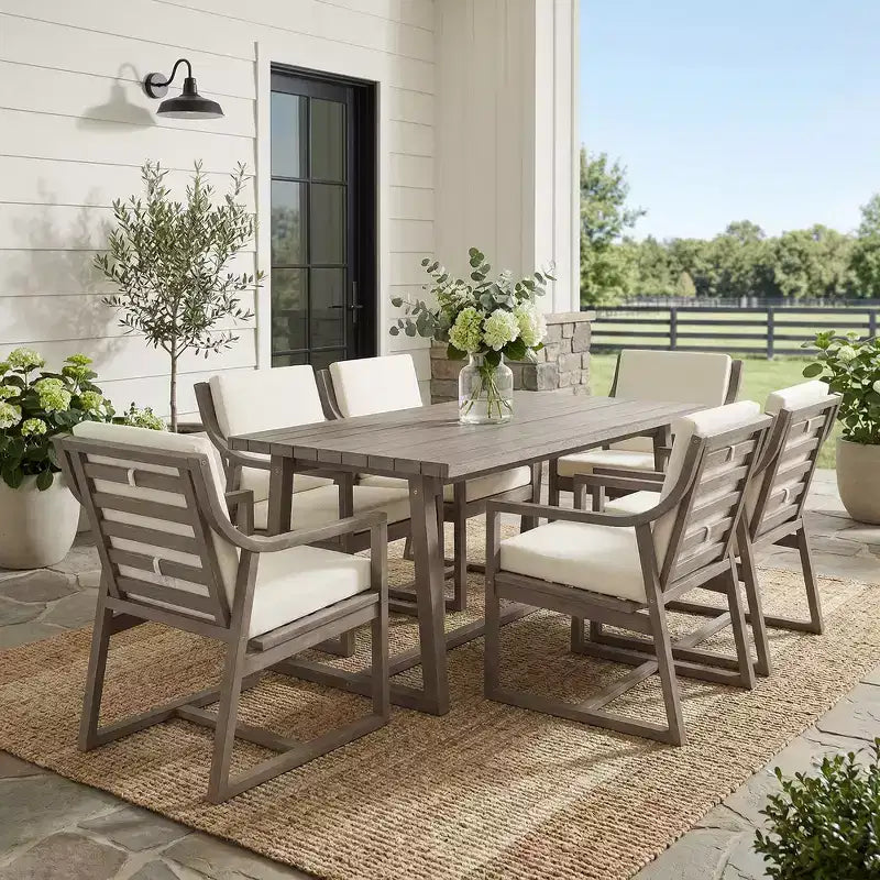 Whisen 5-Piece Outdoor Kitchen Dining Set for 4, Patio Round Dining Table And Chairs Set with Umbrella Hole and Removable Cushions
