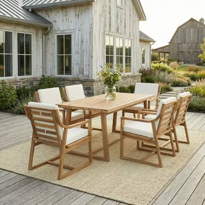 Whisen 5-Piece Outdoor Kitchen Dining Set for 4, Patio Round Dining Table And Chairs Set with Umbrella Hole and Removable Cushions