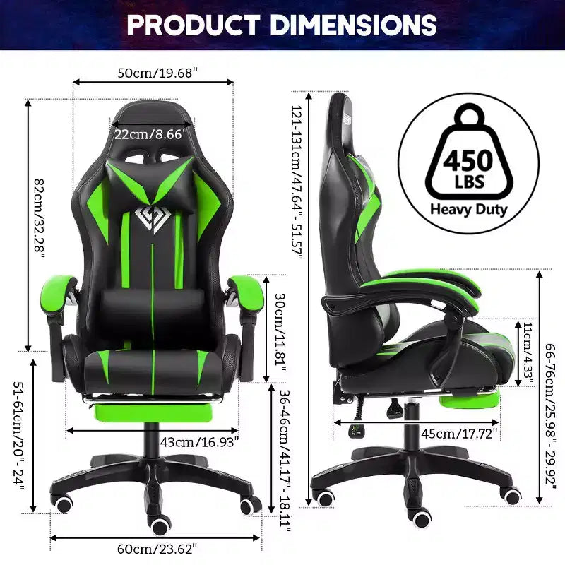 Fauteuil de Gamer Ergonomique de Bureau Hoffree Comfort Massage avec Repose-pieds et Lumière RGB