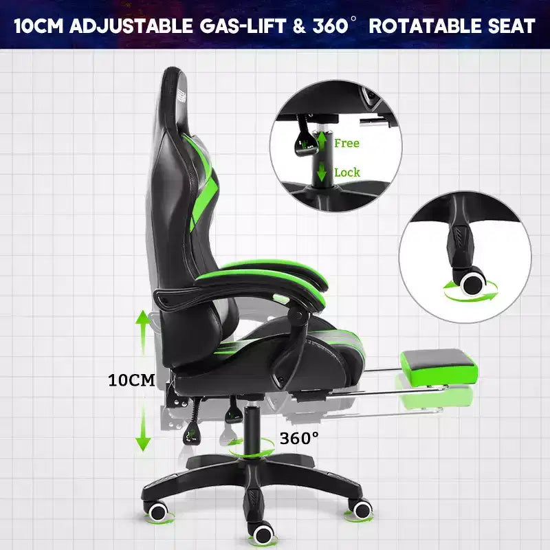 Fauteuil de Gamer Ergonomique de Bureau Hoffree Comfort Massage avec Repose-pieds et Lumière RGB