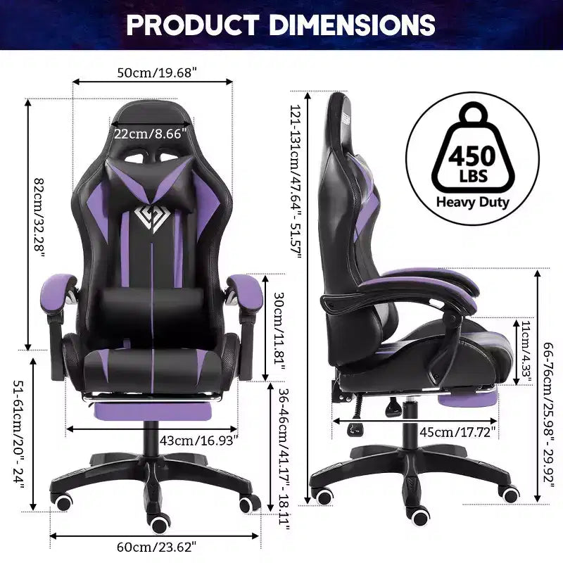 Fauteuil de Gamer Ergonomique de Bureau Hoffree Comfort Massage avec Repose-pieds et Lumière RGB