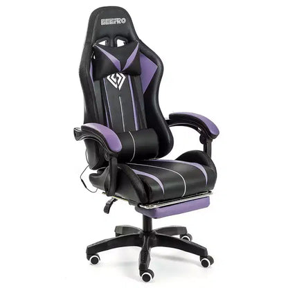 Fauteuil de Gamer Ergonomique de Bureau Hoffree Comfort Massage avec Repose-pieds et Lumière RGB