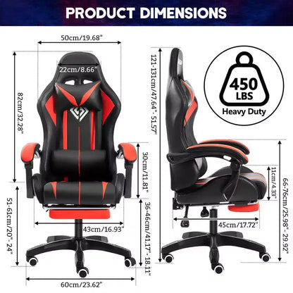 Fauteuil de Gamer Ergonomique de Bureau Hoffree Comfort Massage avec Repose-pieds et Lumière RGB