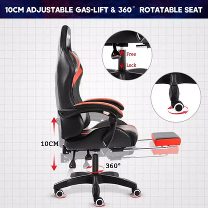 Fauteuil de Gamer Ergonomique de Bureau Hoffree Comfort Massage avec Repose-pieds et Lumière RGB
