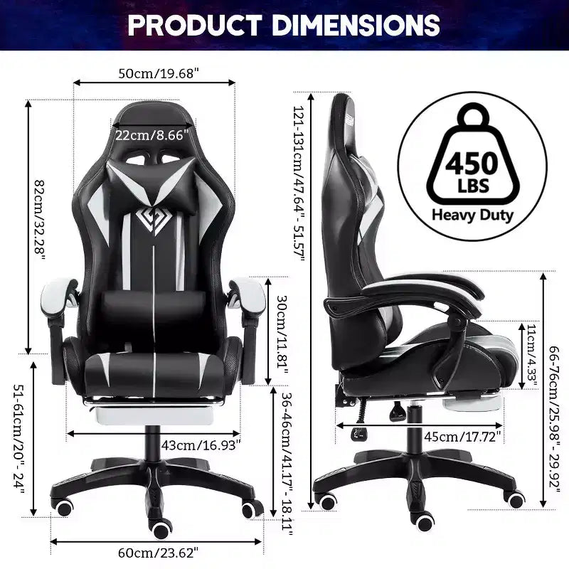 Fauteuil de Gamer Ergonomique de Bureau Hoffree Comfort Massage avec Repose-pieds et Lumière RGB