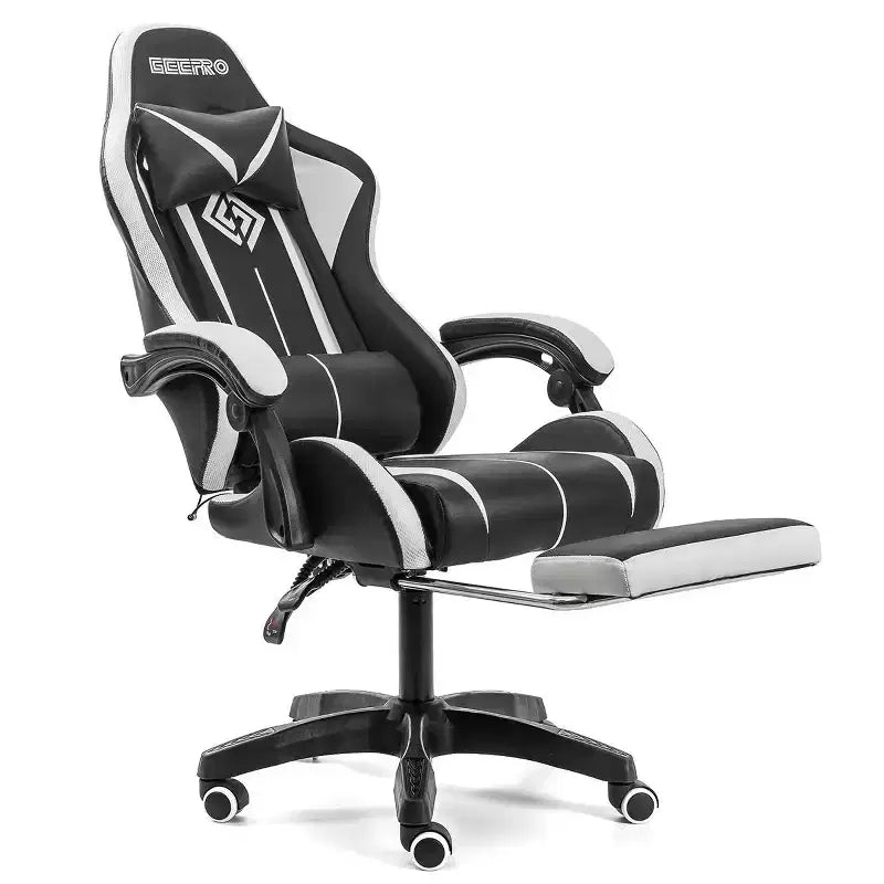 Fauteuil de Gamer Ergonomique de Bureau Hoffree Comfort Massage avec Repose-pieds et Lumière RGB