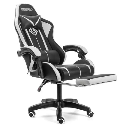 Fauteuil de Gamer Ergonomique de Bureau Hoffree Comfort Massage avec Repose-pieds et Lumière RGB
