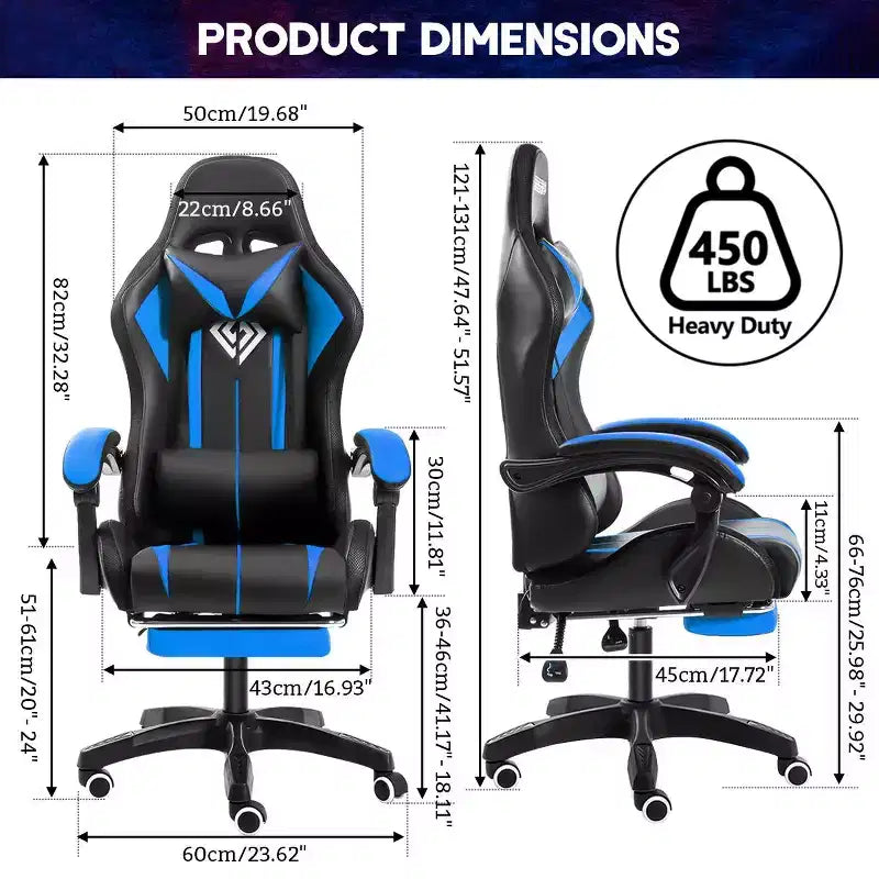 Fauteuil de Gamer Ergonomique de Bureau Hoffree Comfort Massage avec Repose-pieds et Lumière RGB