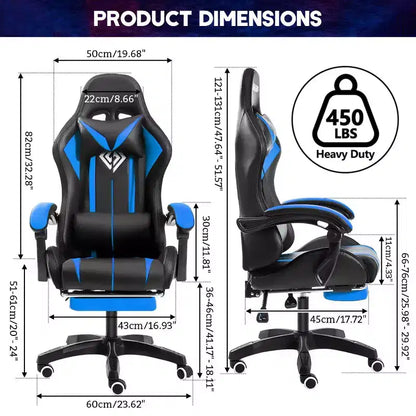 Fauteuil de Gamer Ergonomique de Bureau Hoffree Comfort Massage avec Repose-pieds et Lumière RGB