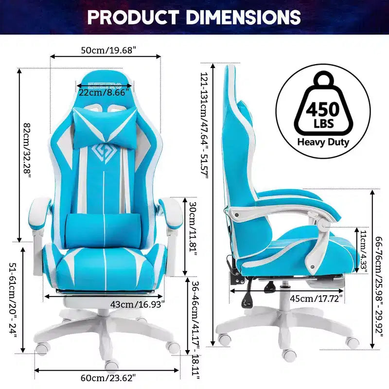 Fauteuil de Gamer Ergonomique de Bureau Hoffree Comfort Massage avec Repose-pieds et Lumière RGB