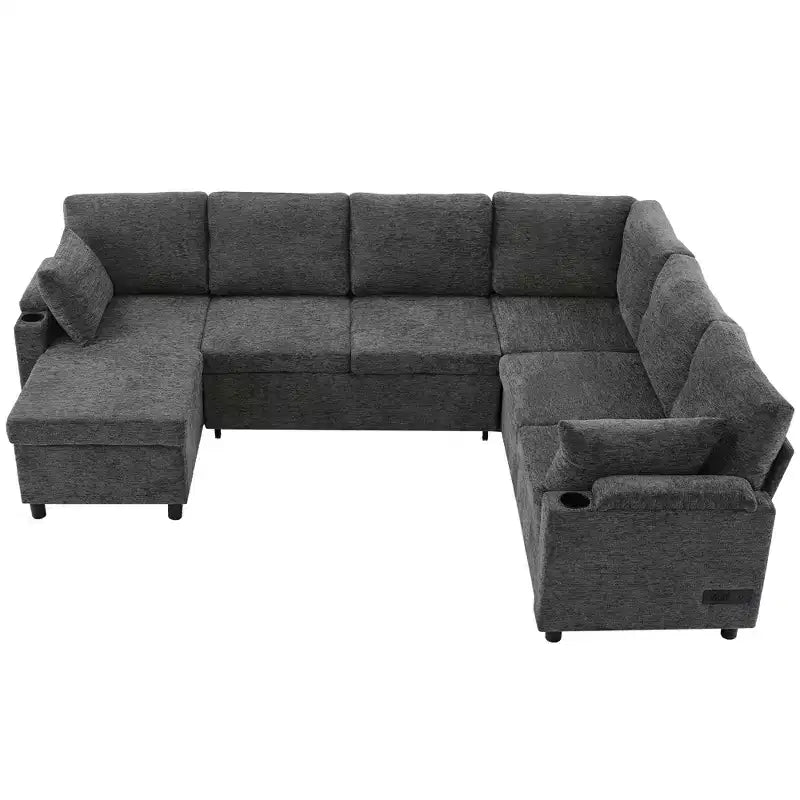 Whisen 109.9 Sectional Sofa Versatile Sofa Bed Sofa Sleeper U-shaped Sofa with Ample Storage Space