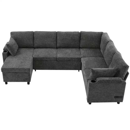 Whisen 109.9 Sectional Sofa Versatile Sofa Bed Sofa Sleeper U-shaped Sofa with Ample Storage Space