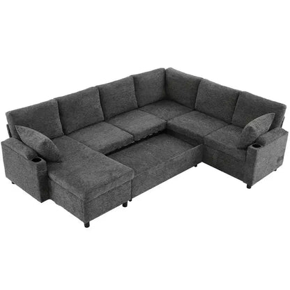 Whisen 109.9 Sectional Sofa Versatile Sofa Bed Sofa Sleeper U-shaped Sofa with Ample Storage Space