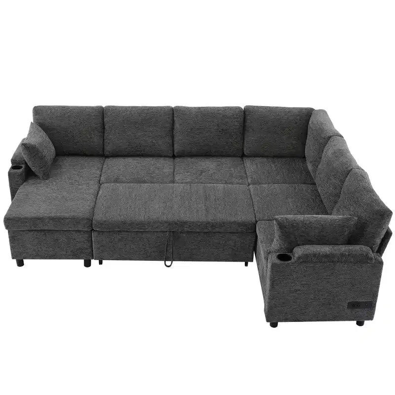 Whisen 109.9 Sectional Sofa Versatile Sofa Bed Sofa Sleeper U-shaped Sofa with Ample Storage Space