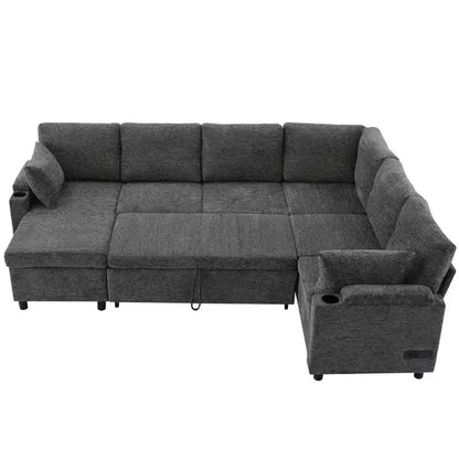 Whisen 109.9 Sectional Sofa Versatile Sofa Bed Sofa Sleeper U-shaped Sofa with Ample Storage Space