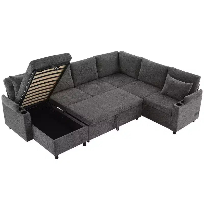 Whisen 109.9 Sectional Sofa Versatile Sofa Bed Sofa Sleeper U-shaped Sofa with Ample Storage Space