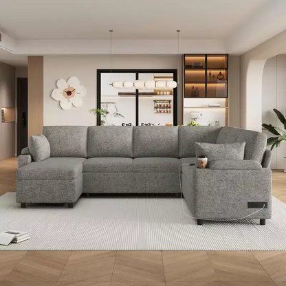 Whisen 109.9 Sectional Sofa Versatile Sofa Bed Sofa Sleeper U-shaped Sofa with Ample Storage Space
