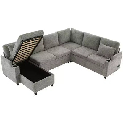 Whisen 109.9 Sectional Sofa Versatile Sofa Bed Sofa Sleeper U-shaped Sofa with Ample Storage Space