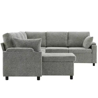Whisen 109.9 Sectional Sofa Versatile Sofa Bed Sofa Sleeper U-shaped Sofa with Ample Storage Space