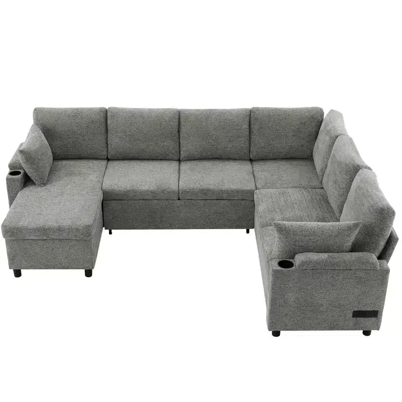 Whisen 109.9 Sectional Sofa Versatile Sofa Bed Sofa Sleeper U-shaped Sofa with Ample Storage Space