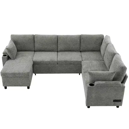 Whisen 109.9 Sectional Sofa Versatile Sofa Bed Sofa Sleeper U-shaped Sofa with Ample Storage Space