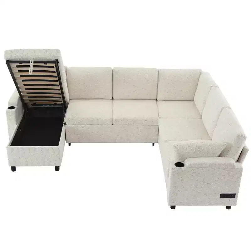 Whisen 109.9 Sectional Sofa Versatile Sofa Bed Sofa Sleeper U-shaped Sofa with Ample Storage Space