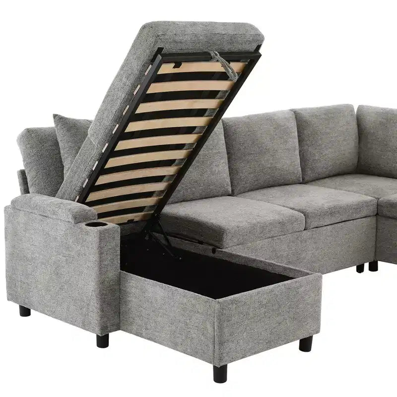Whisen 109.9 Sectional Sofa Versatile Sofa Bed Sofa Sleeper U-shaped Sofa with Ample Storage Space
